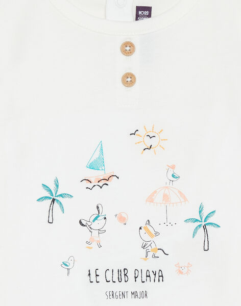 T-shirt écru à manches courtes à motif plage et animaux FAVICTOR / 23E1BGQ1TMC001