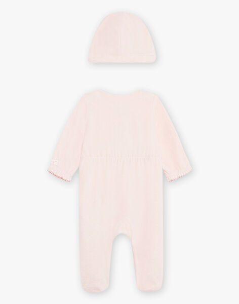 Grenouillère en velours et bonnet assorti rose bébé fille DONA_B / 22H0NF12GRE307