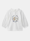 Blouse blanche à motif chien et manches longues ressérées Bébé Fille NAJOLIE / 25H1BFQ1TEE009