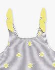 Maillot de bain 1 pièce bleu marine et jaune à imprimé à rayures et soleils FITINA / 23E4BFM2MAIA001