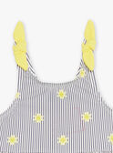 Maillot de bain 1 pièce bleu marine et jaune à imprimé à rayures et soleils FITINA / 23E4BFM2MAIA001