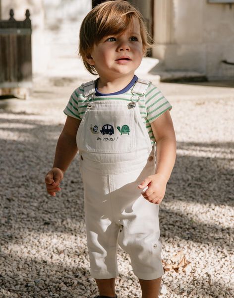 Salopette longue en denim écru avec broderie FAMOUSSE / 23E1BGN1SAL001