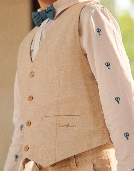 Gilet beige sans manches en lin FREGILAGE / 23E3PGI1GSMA013