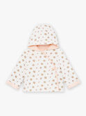 Veste de naissance à capuche écrue en tubique LOELIA / 24H0CF11VES001