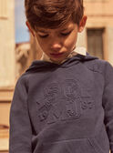 Sweat à capuche bleu foncé à broderie "SGMJ" Garçon NECAPAGE / 25H3PGK1PUL070