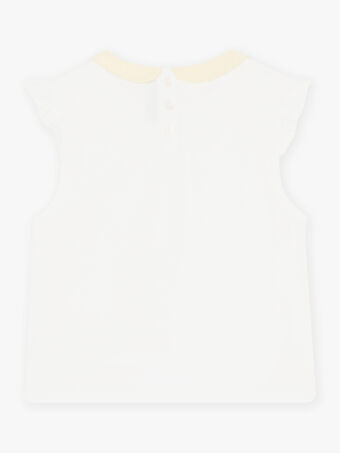T-shirt blanc à col claudine et volants enfant fille CYCORETTE / 22E2PF31TMC000