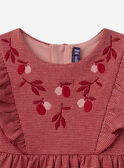 Robe rose avec volants sur les épaules et broderies pommes Fille NOMINETTE / 25H2PFP1ROB030