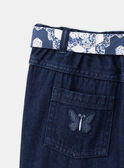 Jean carotte bleu avec ceinture à imprimé fleuri LEJINETTE / 24H2PFJ1JEAK005