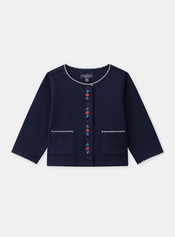 Cardigan bleu marine à broderies pommes Bébé Fille NAGABRIELLE / 25H1BFP1CAR070