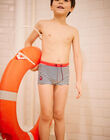 Short de bain à rayures bleu marine enfant garçon CYRAYAGE / 22E4PGO5MAI622