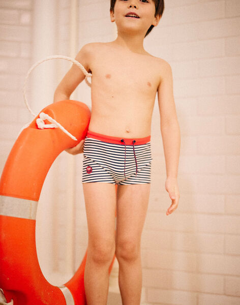 Short de bain à rayures bleu marine enfant garçon CYRAYAGE / 22E4PGO5MAI622