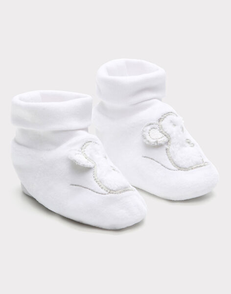 Chaussons De Naissance Blancs En Velours Bebe Mixte Chaussons Et Chaussettes Naissance Sergentmajor