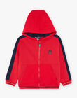 Sweat à capuche bicolore rouge et bleu marine FEGILAGE / 23E3PGB1GIL506