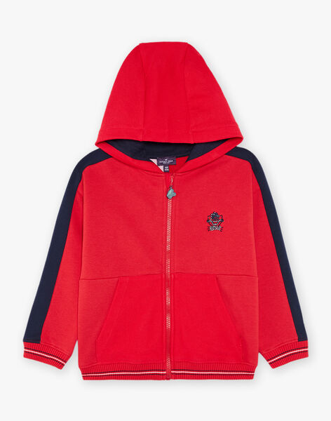 Sweat à capuche bicolore rouge et bleu marine FEGILAGE / 23E3PGB1GIL506