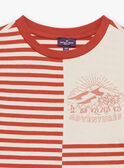 T-shirt roux et sable à imprimé à rayures FLIROAGE / 23E3PGP1TMCE406