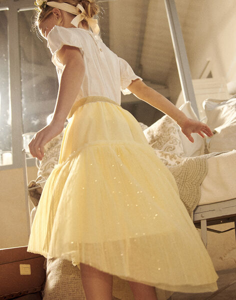 Jupe jaune asymétrique en tulle paillettée FYMETTE / 23E2PFG1JUPB104