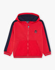 Sweat à capuche bicolore rouge et bleu marine FEGILAGE / 23E3PGB1GIL506