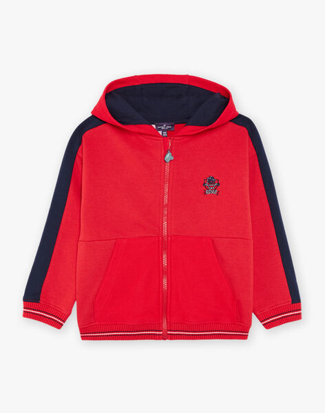 Sweat à capuche bicolore rouge et bleu marine FEGILAGE / 23E3PGB1GIL506