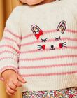 Pull en maille à rayures écru et rose DAELISE / 22H1BFE1PUL001