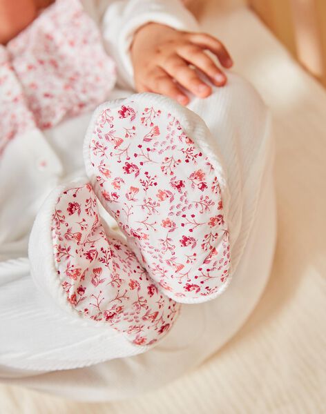 Grenouillère blanche et rose en velours dévoré DEDORA / 22H5BFW2GRE001