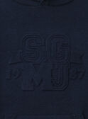 Sweat à capuche bleu foncé à broderie "SGMJ" Garçon NECAPAGE / 25H3PGK1PUL070