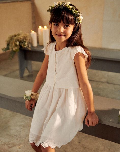 Robe écrue à broderies fantaisie FREBROETTE / 23E2PFI3ROB005