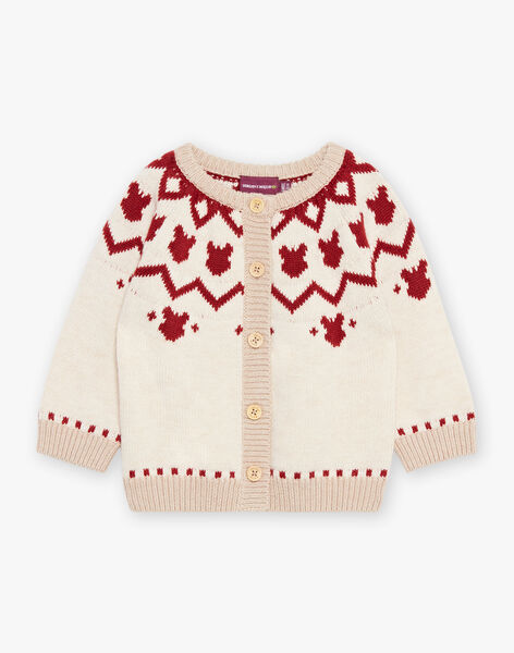 Gilet en tricot rouge et beige DAPIERRE / 22H1BGX1GILF512