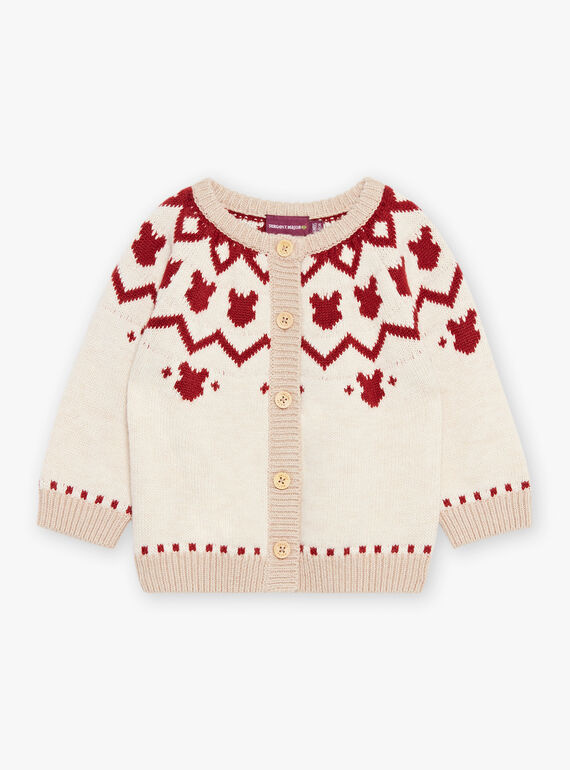 Gilet en tricot rouge et beige DAPIERRE / 22H1BGX1GILF512