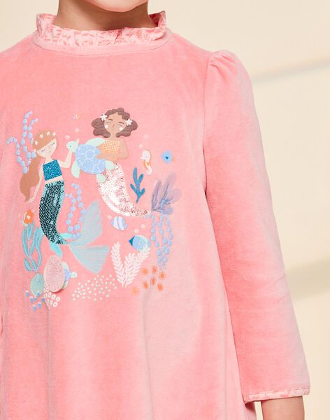 Pyjama deux pièces rose en velours avec sirènes 23E5PF22CHN404