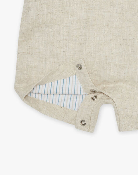 Salopette courte beige en lin et body écru FAEMILIEN / 23E1BGI1ENS000