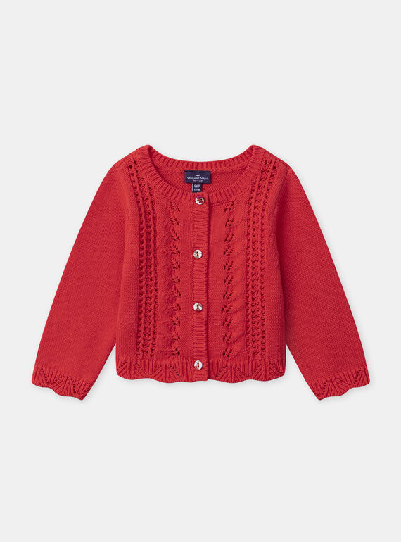 Cardigan ajouré rouge Bébé Fille NACLEO / 25H1BFK2CAR404