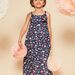 Robe longue bleu marine à imprimé fleuri