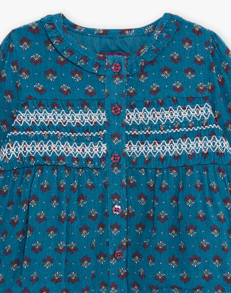 Blouse bleu canard à imprimé fleuri DAMELODIE / 22H1BFU1CHE714