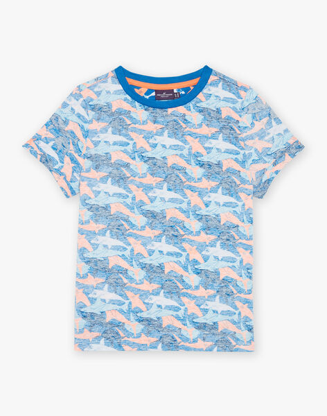T-shirt bleu à imprimé requins FLYCHOAGE / 23E3PGR2TMCC226