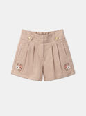 Short brodé beige à pinces KISHORETTE / 24E2PFC1SHO804