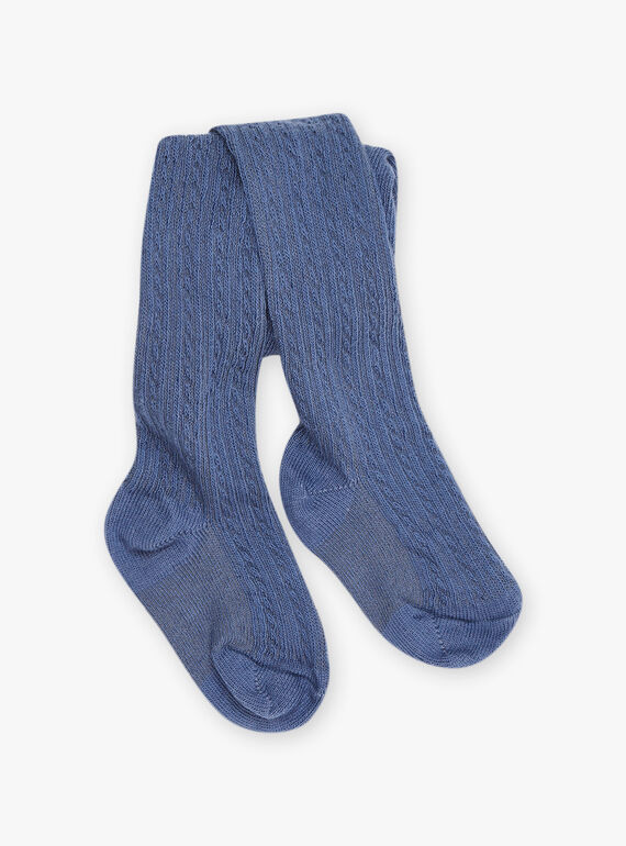 Collant bleu marine torsades fantaisies FABULLE / 23E4BF81COL070