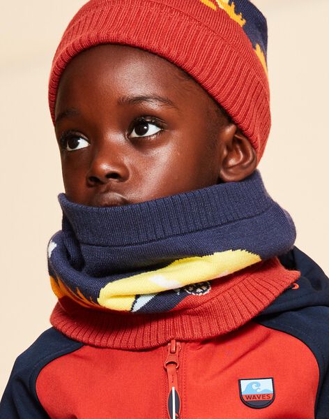 Snood bleu marine en tricot thème paysage FRALOSAGE / 23E4PG51SNO713