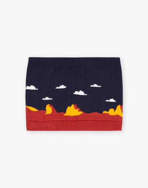 Snood bleu marine en tricot thème paysage FRALOSAGE / 23E4PG51SNO713