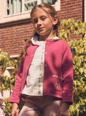 Cardigan rose framboise avec poches fleuries Fille  NIFLECETTE / 25H2PFL1CAR308