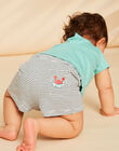 T-shirt et short vert d'eau, bleu marine et blanc en jersey FIZACK / 23E1BGU1ENS213