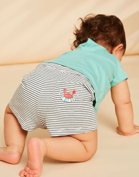 T-shirt et short vert d'eau, bleu marine et blanc en jersey FIZACK / 23E1BGU1ENS213