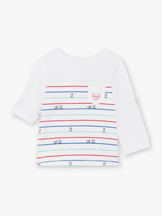 T-shirt manches longues écru à rayures bébé garçon BABILLY / 21H1BG11TML001