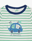Body T-shirt à rayures vert pistache et écru FAMALO / 23E1BGN1BOD001