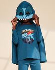Pyjama deux pièces bleu canard en coton avec cape tête de dinosaure FLORIAGE3 / 23E5PG43PYT714