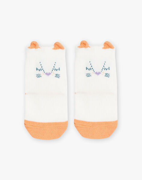 Chaussettes basses vanille à broderie Jacquard animal FAPINA / 23E4BFO1SOB114