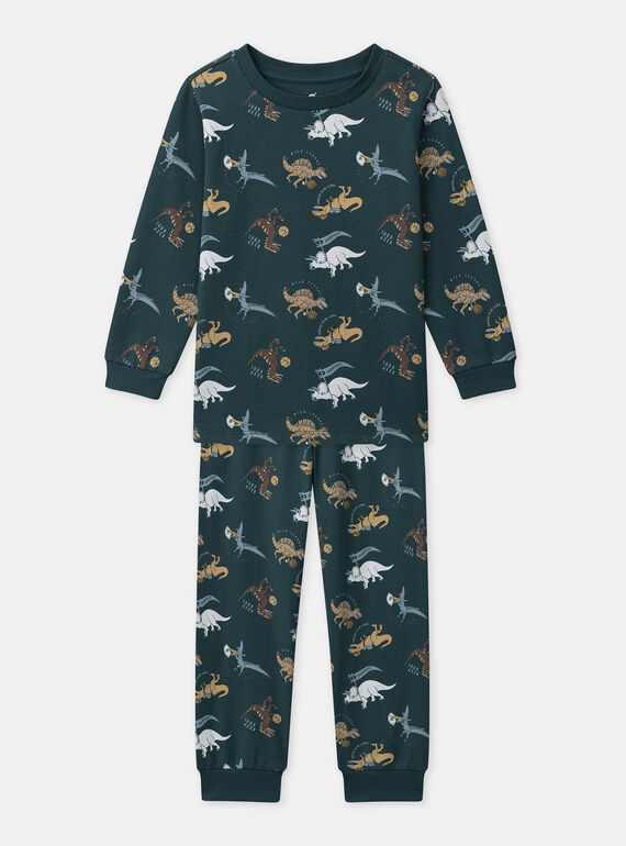 Pyjama vert foncé imprimé dinosaures Garçon NUIAVIAGE / 25H5PGB1PYJ001