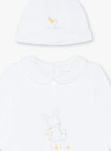 Ensemble grenouillère blanche brodée et bonnet naissance mixte ZOCHARLIE_B / 21E0NMY1GRE000