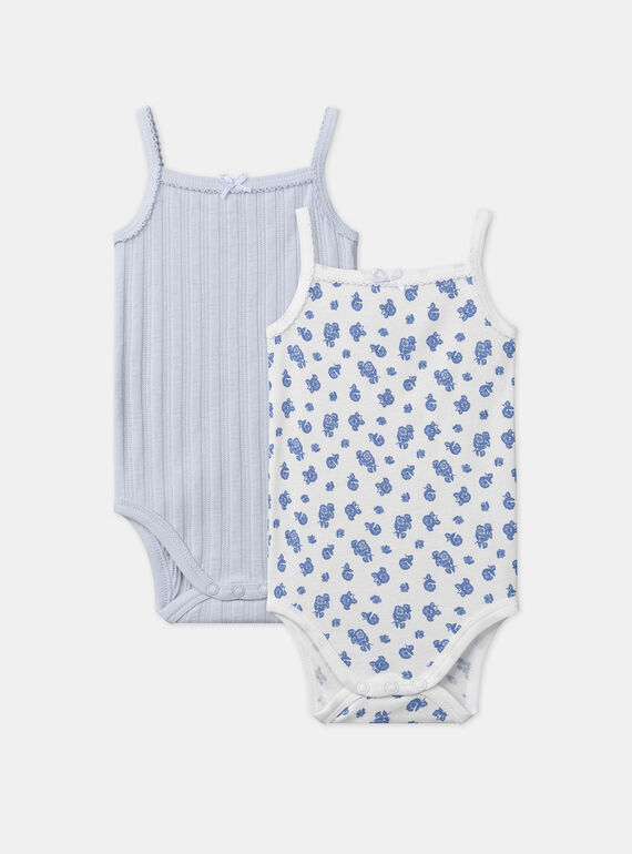 Lot de 2 bodies bébé fille à fines bretelles en coton issu de l'agriculture biologique MEJULIETTE / 25E5BF41DEK213