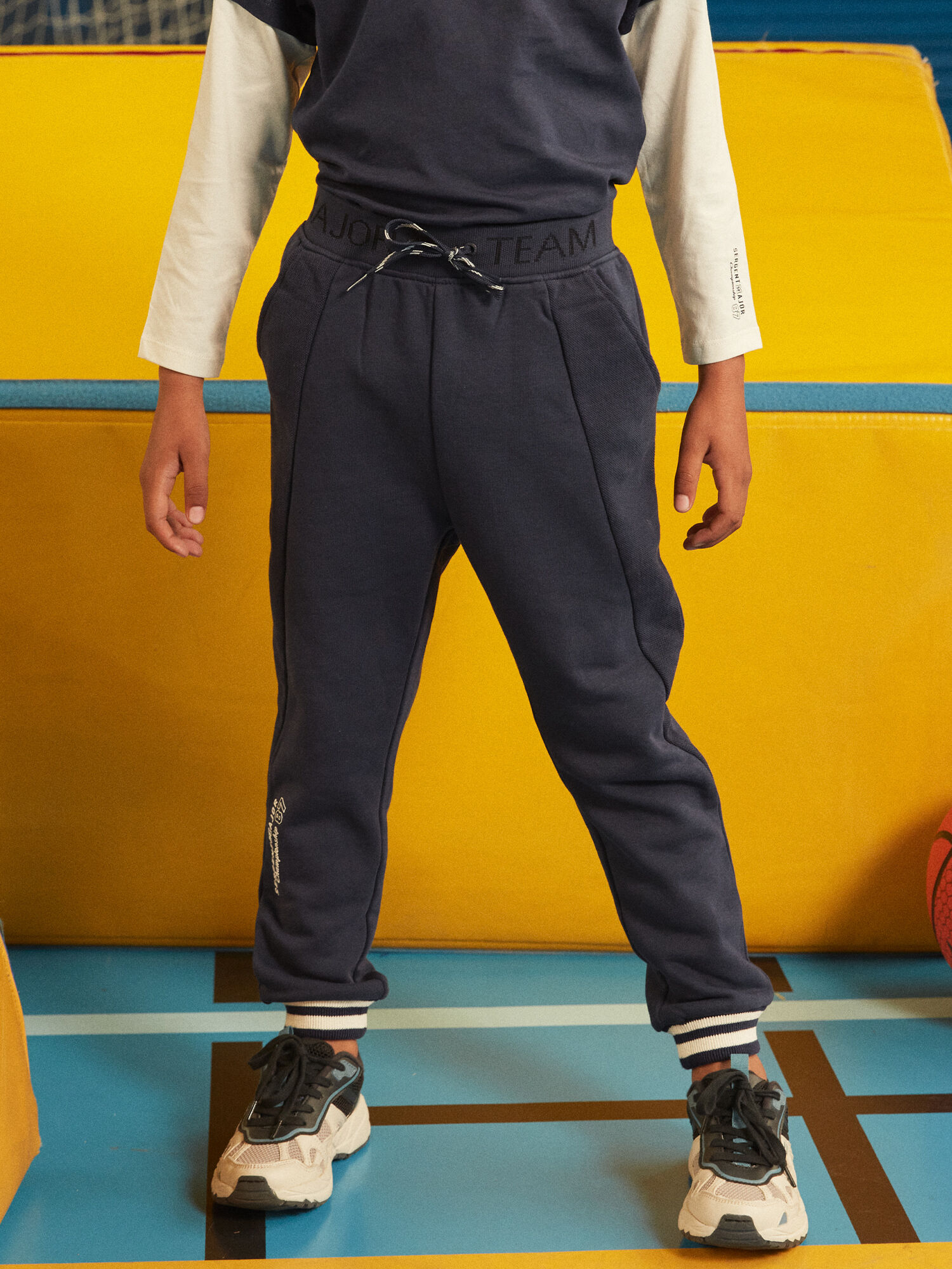Jogging en molleton gratte Bleu Garcon Sergent Major