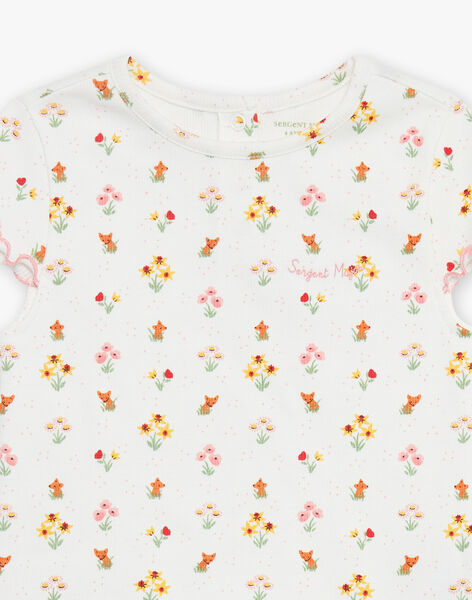 Pyjama écru à imprimé fleurs et renards FLOROETTE / 23E5PF34PYJ001